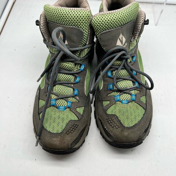 Vasque Boots Womens 9 Mid Vibram Gortex Hiking Shoes Green Gray - Picture 4 of 11